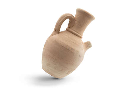pottery jug isolated on white backgroundの写真素材