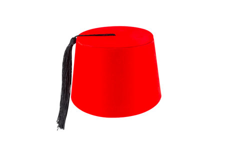 Red hat fez isolated on white backgroundの写真素材