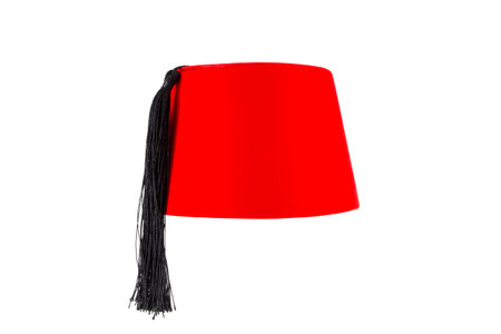 Red hat fez isolated on white backgroundの写真素材