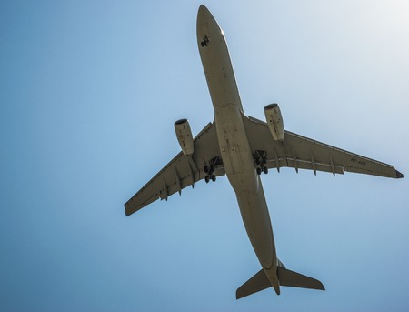large jet aircraft on landingの写真素材