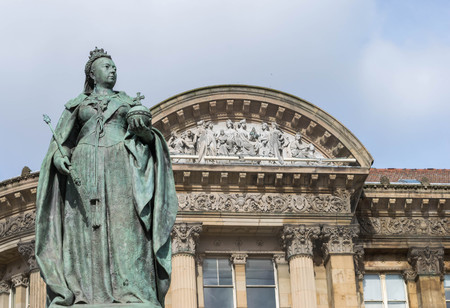 Birmingham, UK, October 3rd, 2017 : Statue of Queen Victoria in Birmingham,UK, Birmingham city council in the backgroundのeditorial素材