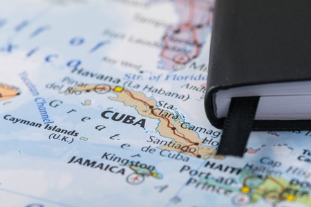 personal notes of a traveller planning a trip to Cuba.の写真素材