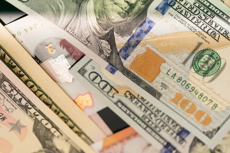 close up of USA banknotes, 100 us dollar note, 50 us dollar notes, 20 us dollar notes