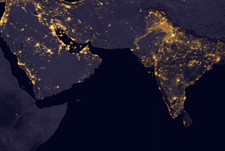 India lights during night as it looks like from space. Elements of this image are furnished by NASA