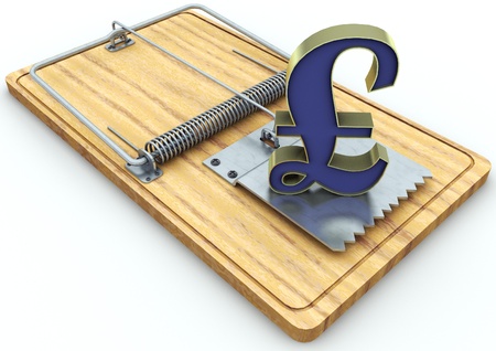currency on a mousetrap の写真素材