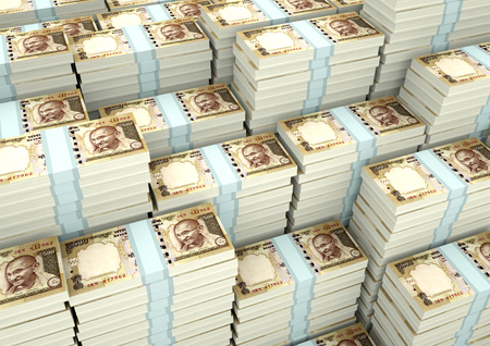 Piles of 3D rendering / 3D Illustration India moneyの写真素材