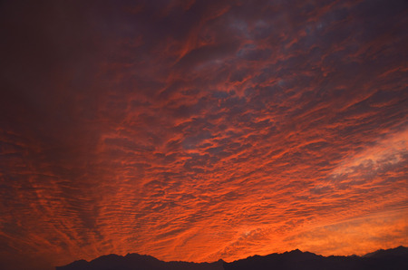 Winter Sunset at desertの写真素材