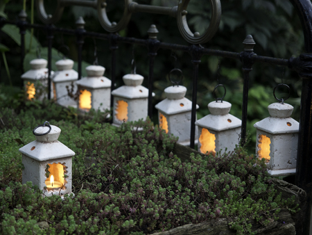 candle light in the gardenの写真素材