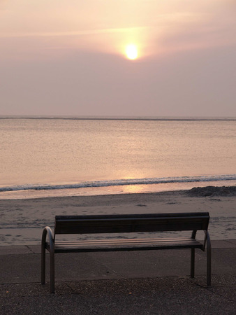 bench at the beachの写真素材