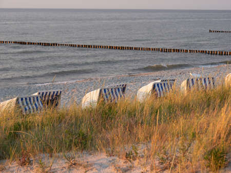 summer time at the beach of zingst in germanyの写真素材
