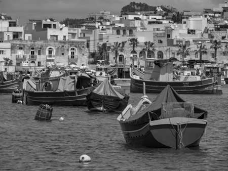small port on maltaの写真素材