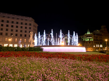 Barcelona at nightの写真素材