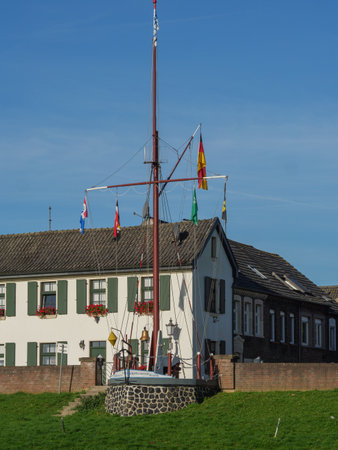 the village of Grieth on the river rhineの写真素材