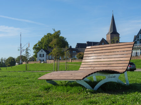 the village of Grieth on the river rhineの写真素材