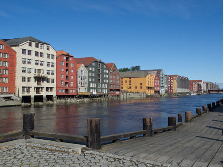 trondheim city in norwayの写真素材