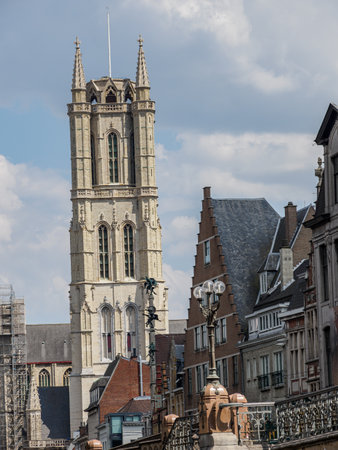 the city of Ghent in Belgiumの写真素材