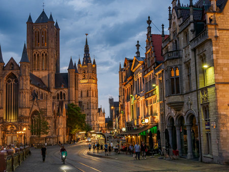 the city of Ghent in Belgiumの写真素材