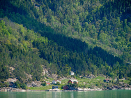 the city of Eidfjord in Norwayの写真素材