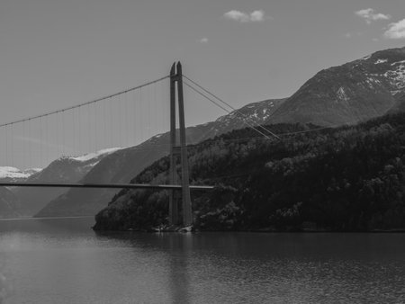 small village in a Norwegian fjordの写真素材