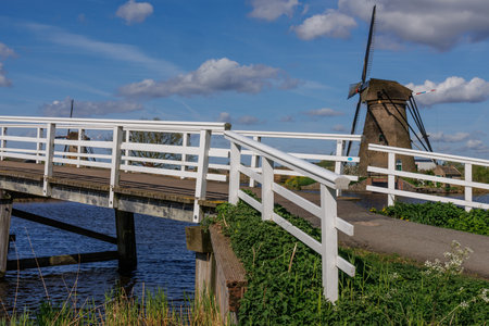 the windmills of Kinderdijk in the Netherlandsの写真素材