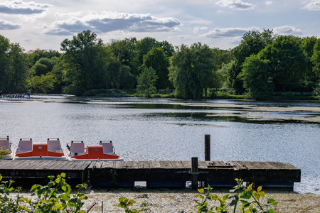 spring time at a lake in Westphaliaの写真素材