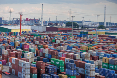 Hamburg and the Elbe river in Germanyの写真素材