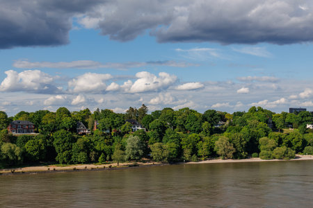 Hamburg and the Elbe river in Germanyの写真素材