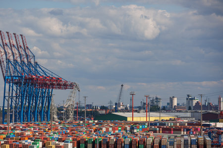 Hamburg and the Elbe river in Germanyの写真素材