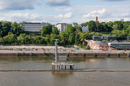 Hamburg and the Elbe river in Germanyの写真素材