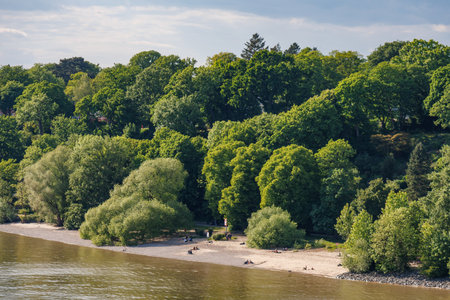 Hamburg and the Elbe river in Germanyの写真素材