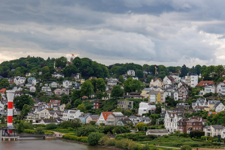 Hamburg and the Elbe river in Germanyの写真素材