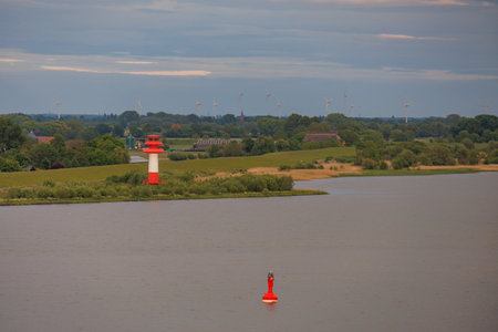Hamburg and the Elbe river in Germanyの写真素材