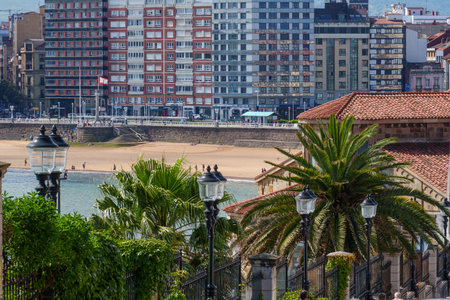 the city of Gijon in Spainの写真素材