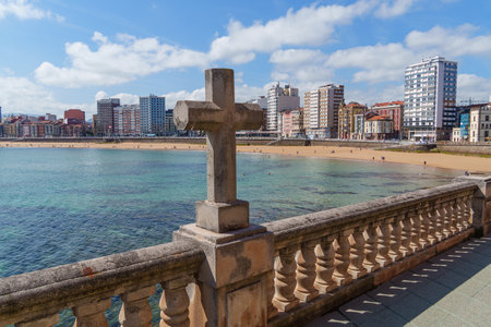 the city of Gijon in Spainの写真素材