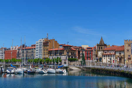 the city of Gijon in Spainの写真素材