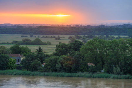 Bordeaux city at the Garonne river in Franceの写真素材