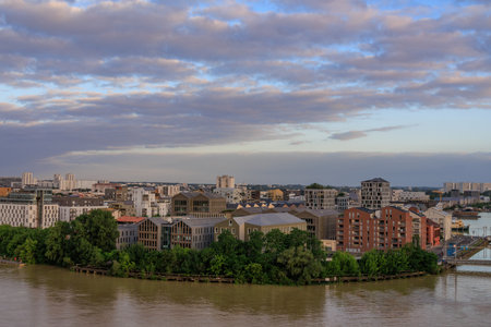Bordeaux city at the Garonne river in Franceの写真素材