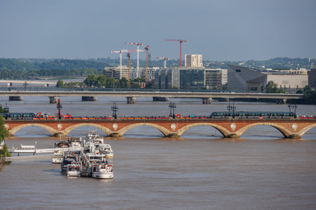 Bordeaux city at the Garonne river in Franceの写真素材