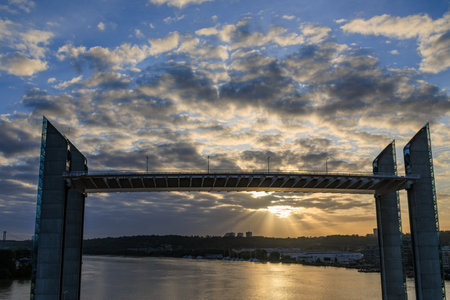 Bordeaux city at the Garonne river in Franceの写真素材