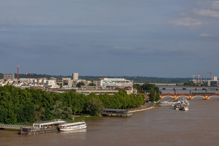 Bordeaux city at the Garonne river in Franceの写真素材