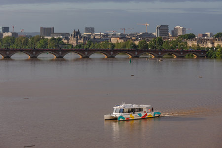 Bordeaux city at the Garonne river in Franceの写真素材