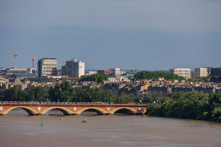 Bordeaux city at the Garonne river in Franceの写真素材