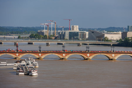 Bordeaux city at the Garonne river in Franceの写真素材