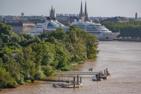 Bordeaux city at the Garonne river in Franceの写真素材
