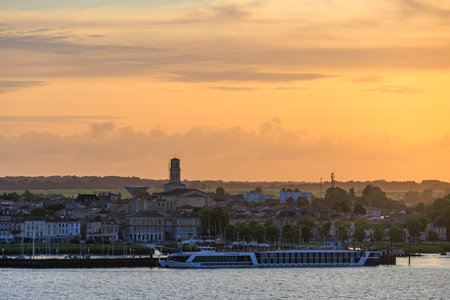 Bordeaux city at the Garonne river in Franceの写真素材