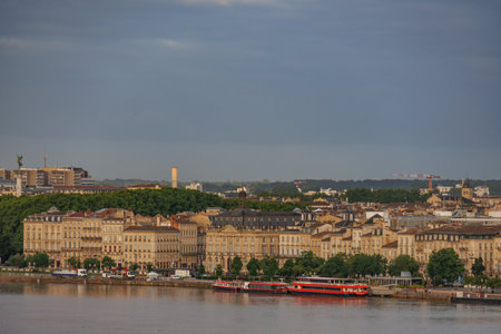 Bordeaux city at the Garonne river in Franceの写真素材