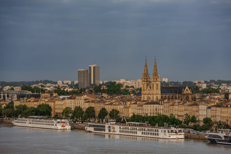 Bordeaux city at the Garonne river in Franceの写真素材