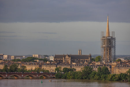 Bordeaux city at the Garonne river in Franceの写真素材