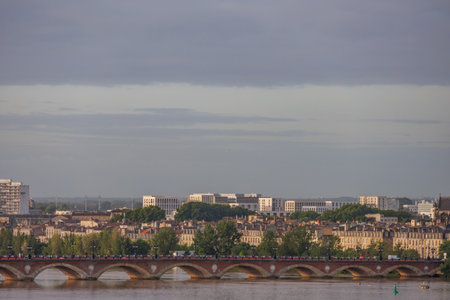 Bordeaux city at the Garonne river in Franceの写真素材