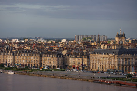Bordeaux city at the Garonne river in Franceの写真素材